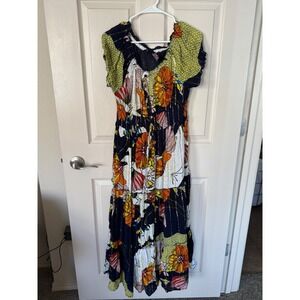 ME2Magic athropologie Floral Maxi Dress Bohemian Empire Waist Summer Dress XL s1
